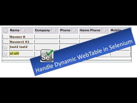 How to Handle Dynamic WebTable - WebDriver Session 14