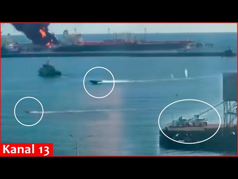 WATCH: New full close-up footage of Ukraine’s naval drone attack on the port of Tuapse is released