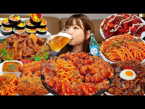 Sub)Real Mukbang- 12 Legendary Videos 👩🏻🍳 Spicy Noodles, Chicken, Pasta 🔥 ASMR KOREAND FOOD