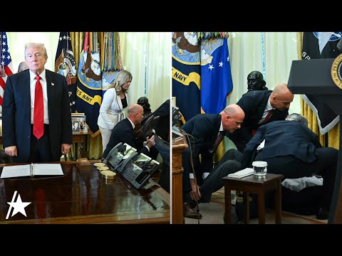 Man COLLAPSES Behind Donald Trump During Live Oval Office Press Conference