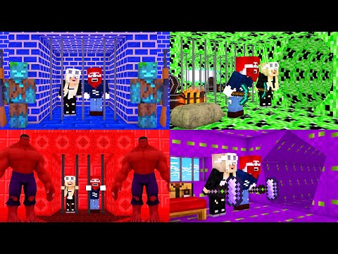 AUSBRUCH AUS WASSER, CREEPER, RED HULK, ENDERMAN GEFÄNGNIS! - Minecraft