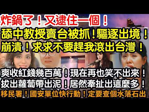 炸鍋了！又逮住一個！舔中教授賣台被抓！驅逐出境！崩潰！求求不要趕我滾出台灣！爽收紅錢幾百萬！現在再也笑不出來！拔出蘿蔔帶出泥！居然牽扯出這麼多！移民署！國安單位趕快行動！定要查個水落石出！