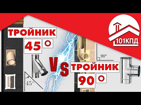 Подключение к дымоходу. Тройник 45 градусов vs Тройник 90 градусов