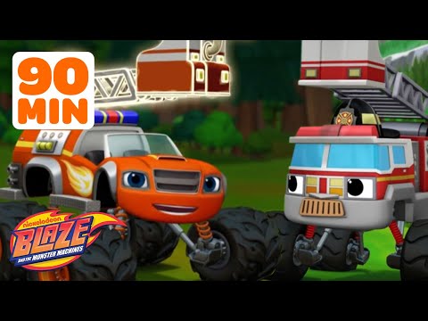 Blaze Fire Engine Monster Machine 🚒 | 90 Minute Compilation | Blaze and the Monster Machines