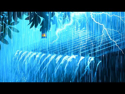 Sleep Peacefully in a Cozy Cabin with Pounding Rain & Powerful Thunder on a Metal Roof at Night