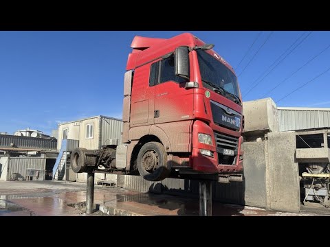 🚛Extreme Cleaning a Dirty Red MAN Truck | Satisfying Lift Wash Transformation💫Car Wash Zakii 