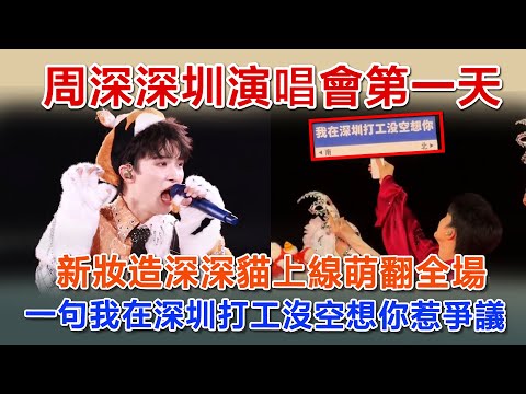 周深，深圳演唱會第一天，新妝造深深貓上線萌翻全場，一句我在深圳打工沒空想你惹爭議#zhoushen #zhoushenreaction #周深