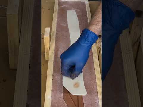 Pouring copper wire into a river table