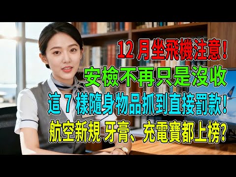 12月坐飛機注意！安檢不再只是沒收，這7樣隨身物品抓到直接罰款！牙膏、充電寶都上榜？#機場安檢 #隨身行李規定 #飛機違禁品 #12月旅遊 #航空新規 #罰款