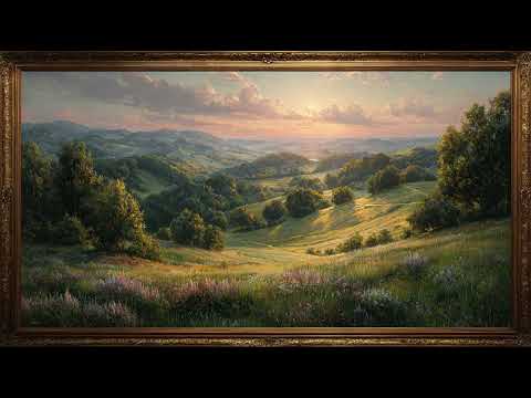 4K TV Art: Vintage Summer Landscape with Gold Frame | Relaxing Screensaver