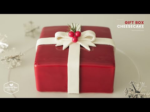 🎄No-Bake Christmas Gift Box Cheesecake Recipe | Pistachio Strawberry Cube Cake