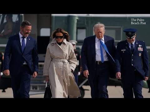 Donald Trump departs DC for Pope Francis' funeral aboard Air Force One with first lady Melania Trump