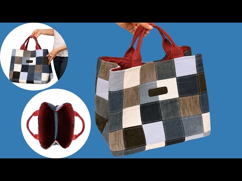 A tutorial on how quickly to sew a bag out of old jeans - sew a bag with 2 compartments!