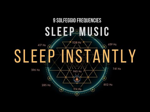BLACK SCREEN SLEEP MUSIC ☯ All 9 solfeggio frequencies ☯ Sleep Instantly
