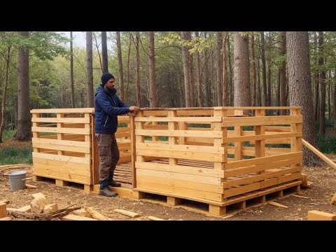 Man Builds a House from Abandoned Pallets Deep in the Forest