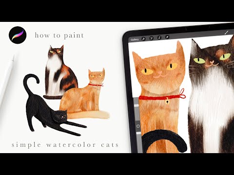 how to paint cats the easy way 🐈  Illustration tutorial. Procreate tips and tricks for beginners