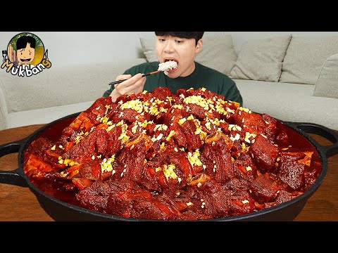 ASMR MUKBANG | Huge Beef Galbi-jjim, kimchi, korean home meal recipe ! eating