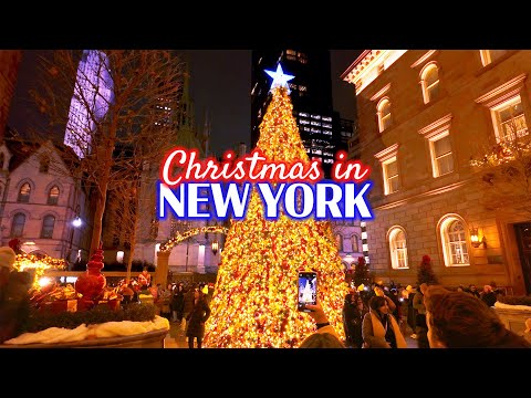 Christmas in NEW YORK 🎁 Evening Walk in Manhattan 4K Virtual Walk