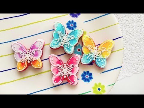 How it works. Beautiful Lacy Watercolor Butterfly Cookies🦋