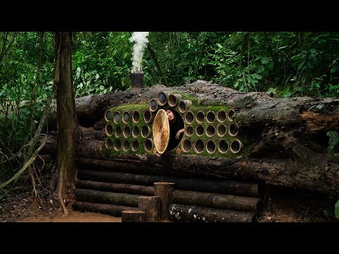 Build a House Under an Old Tree. Make Your Own Complete and Warm Home. Hunt and Cook over a Fire.