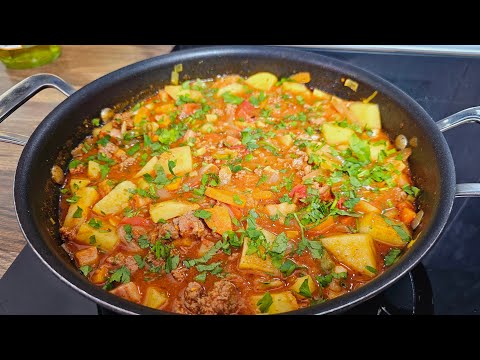 Bauernessen in Eile! Omas Rezept für Fleisch und Gemüse! Eintopf gericht in 5 Minuten!