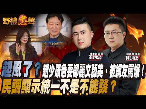 【直播回放】起風了?趙少康急要鄭麗文舔美,被網友罵爆!民調顯示統一不是不能談?|野禮忠聲(王炳忠 ft. 林明正)
