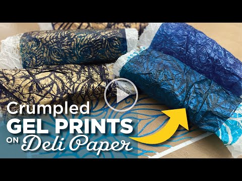 Crumpled Gel Prints on Deli Paper with Peacock Stencils–Tutorial Tidbits