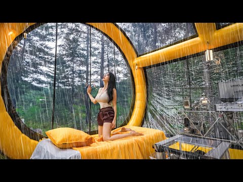 ☔️CAMPING IN THE RAIN INSIDE A HUGE CAPSULE AIR TENT