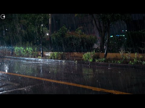 Immediate sleep and insomnia relief with the sound of rain falling on the roadside at night