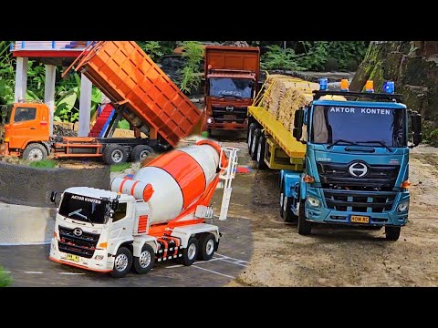 AKSI KE 71 ‼️ Pengecoran Jalan Rc Truk Trailer VS Hino Molen Angkut Cor Beton Bongkar Kopling Selip 