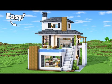 Minecraft: How to Build a Modern House Tutorial (Easy) #65 - Interior in Description!