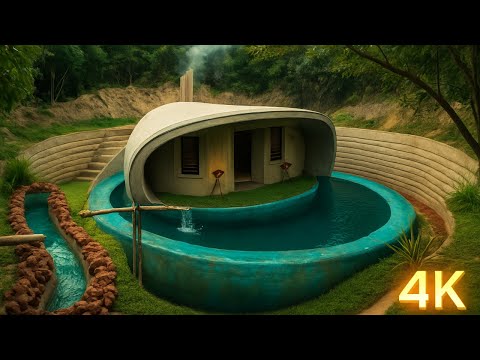 100 Days Building a Natural Underground pool House | Survival Challenge Project