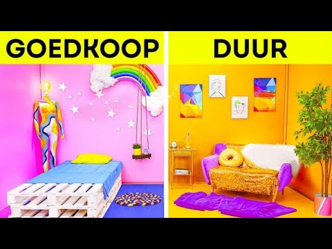 COOLE KAMER MAKE-OVER UITDAGING || Rijk vs blut | Goedkope vs dure items voor je kamer door 123 GO!