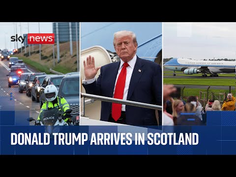 Trump lands in Scotland for four-day visit | Sky News coverage
