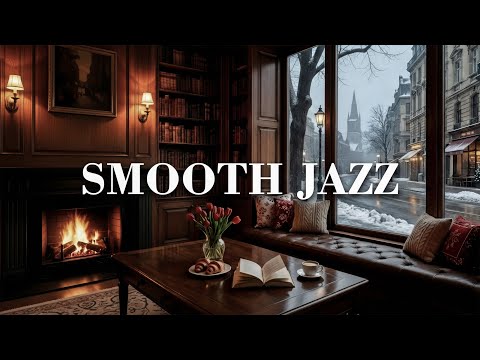 Cozy Winter Coffee Jazz ☕ Warm Fireplace Café | Smooth Evening Jazz.