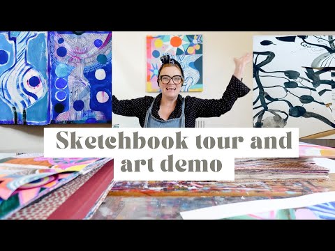 Speedy Art Demo and Mixed Media Sketchbook Chat - Art Vlog
