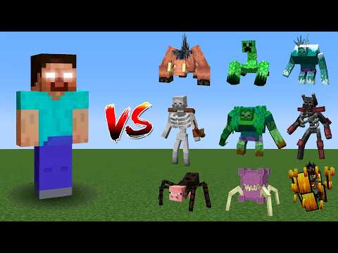 Herobrine, Entity 303, Mowzie's mob ... vs All Mutant Bosses | Minecraft Mob Battle