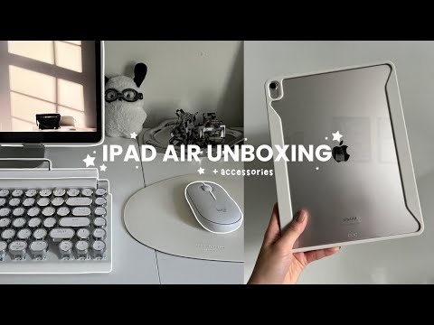 ipad air 13" m2 ⋆˙⟡ apple pencil pro unboxing 🤍 accessories with keyboard & mouse 📦