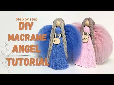 Macrame Angel with felting wool, First Holy Communion Macrame Angel, Macrame Guardian Angel,