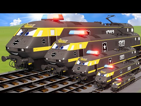 Big & Small Police Train Lightning Mcqueen vs Trains Thomas | BeamNG.Drive