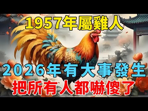 1957年屬雞人，2026赤馬紅羊劫將至，你有大事發生，把所有人都嚇傻了！【禅悟】#生肖 #運勢 #風水 #財運#命理
