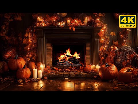 🍂 4K Autumn Fireplace (12 Hours) 🔥 Cozy Crackling Fire Ambience — Calm & Relaxation