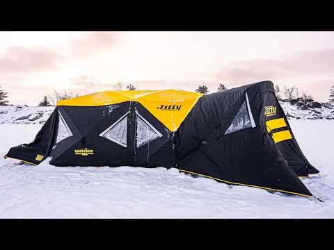 Giant Ice Camping Set-Up (Fishing Through The Night!)