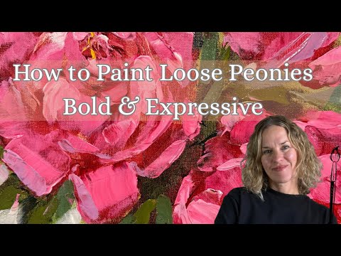 Painting Loose Peonies with Spatula catalyst wedge tool #paintingtechniques