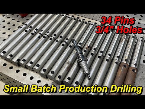 Production Drilling 3/4" Holes in Steel Pins