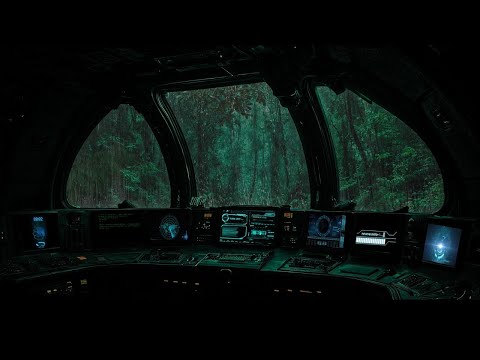 🚀 Rainy Sci-Fi Cockpit Ambience | 🌧️ Deep Space Jungle Rain Sounds for Study & Focus 🎧
