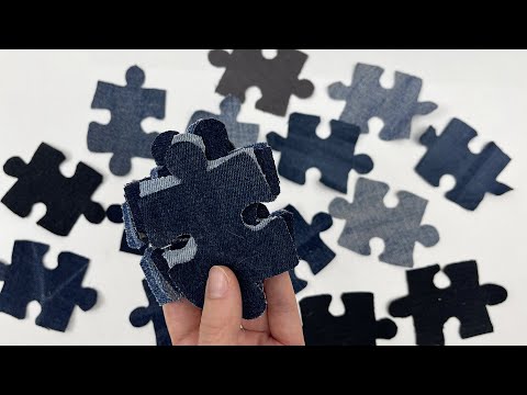 Sewing idea. Transforming leftover jeans with puzzles!