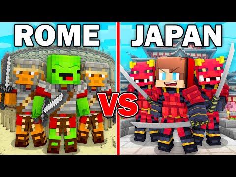 Mikey in Ancient Rome vs JJ in Old Japan Survival Battle in Minecraft - Maizen