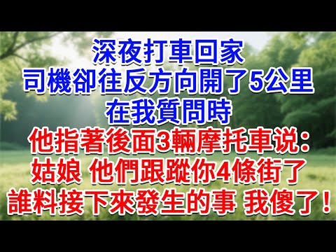 深夜打車回家，司機卻往反方向開了5公里，在我質問時 ，他指著後面3輛摩托車：姑娘 他們跟蹤你4條街了，誰料接下來發生的事 我傻眼了！#為人處世#生活經驗#情感故事#故事#小說#戀愛#情感#婚姻