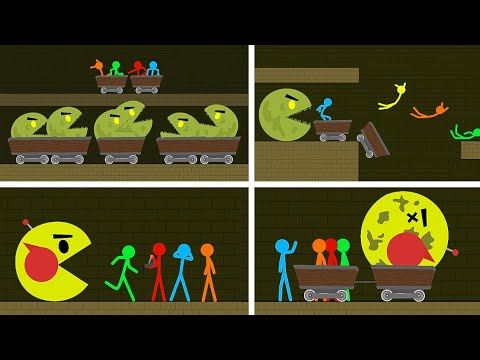Red and Blue , Stickman Animation - Part 11-15 (ROBOT PACMAN)
